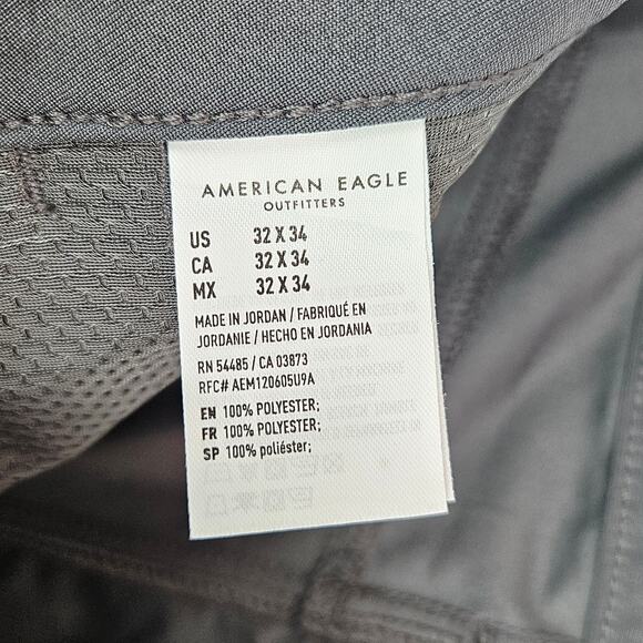 Mens American Eagle Gray Performance Pants Slim Fit Size 32x34 Golf Active Chino - Picture 11 of 12